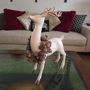 Elegant White and Rose Gold Holiday Reindeer Decor